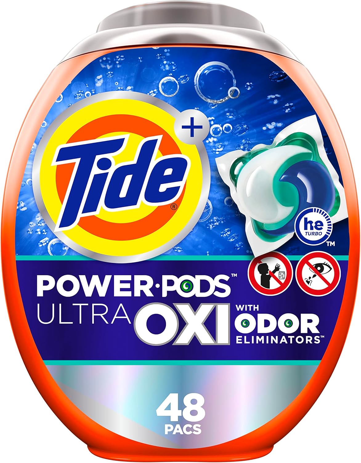 Tide Ultra OXI Power PODS with Odor Eliminators Laundry Detergent Pacs 45 Count For Visible and Invisible Dirt