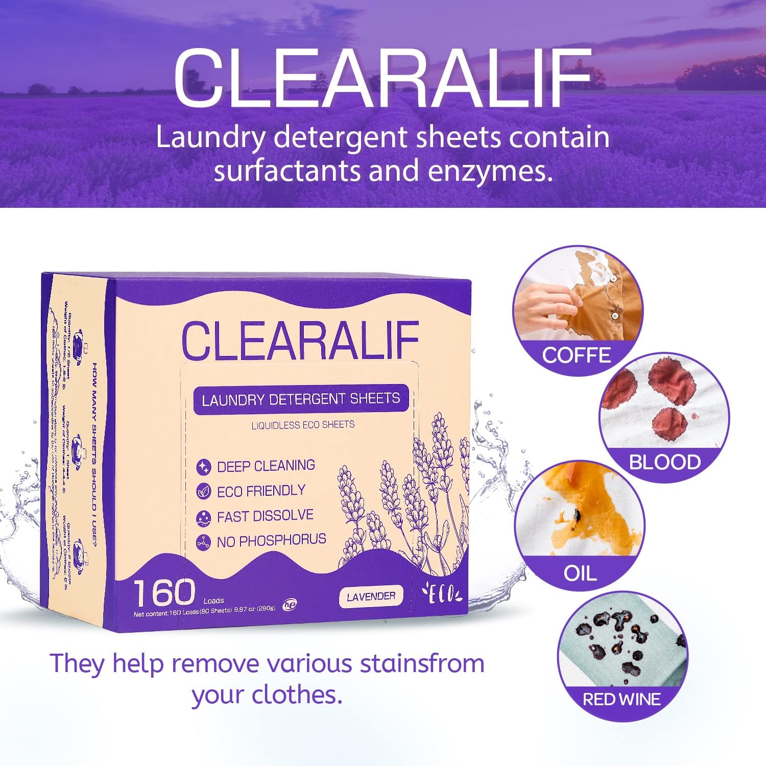 CLEARALIF Laundry Detergent Sheets Up to 160 Loads, Fresh Linen - Great For Travel,Apartments, Dorms,Laundry Detergent Strips Eco Friendly & Hypoallergenic