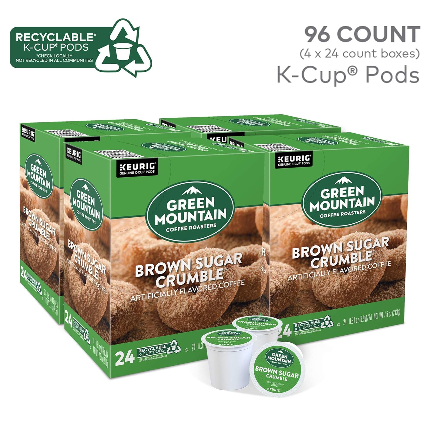 Green Mountain Coffee Roasters Caramel Vanilla Cream Keurig Single-Serve K-Cup pods, Light Roast Coffee, 72 Count (6 Packs of 12)