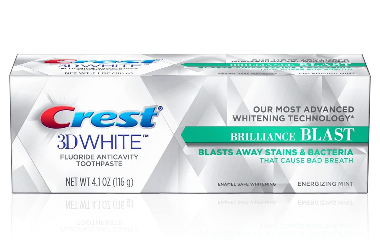 Crest 3D White Advanced Luminous Mint Teeth Whitening Toothpaste, 3.7 oz Pack of 4 - Helps Remove Surface Stains, Whitens Teeth, Strengthens Tooth Enamel, Protects Against Cavities