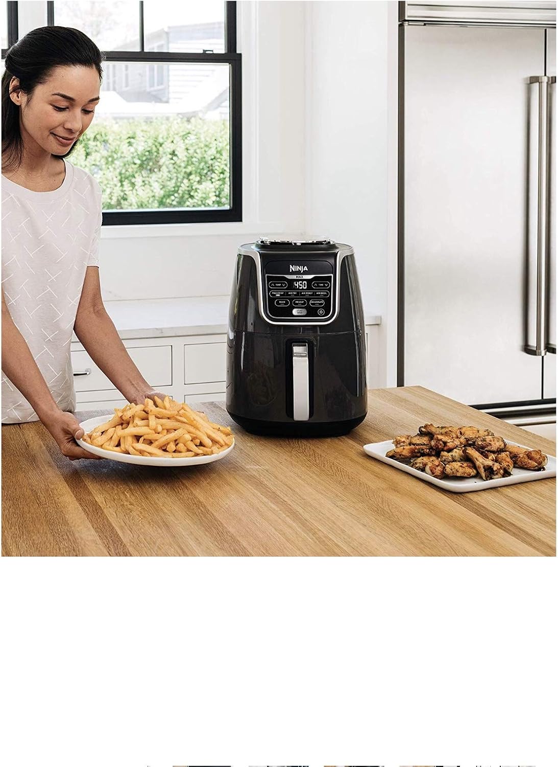 Ninja Air Fryer, Roast, Bake, Air Fry, Roast, Broil, Reheats, & Dehydrates, 4-in-1, Fries, Frozen Food, Veggies, and Juicy Meat, Less Oil, Easy Meals, Healthy Meals, Compact, 4 QT, Grey, AF101