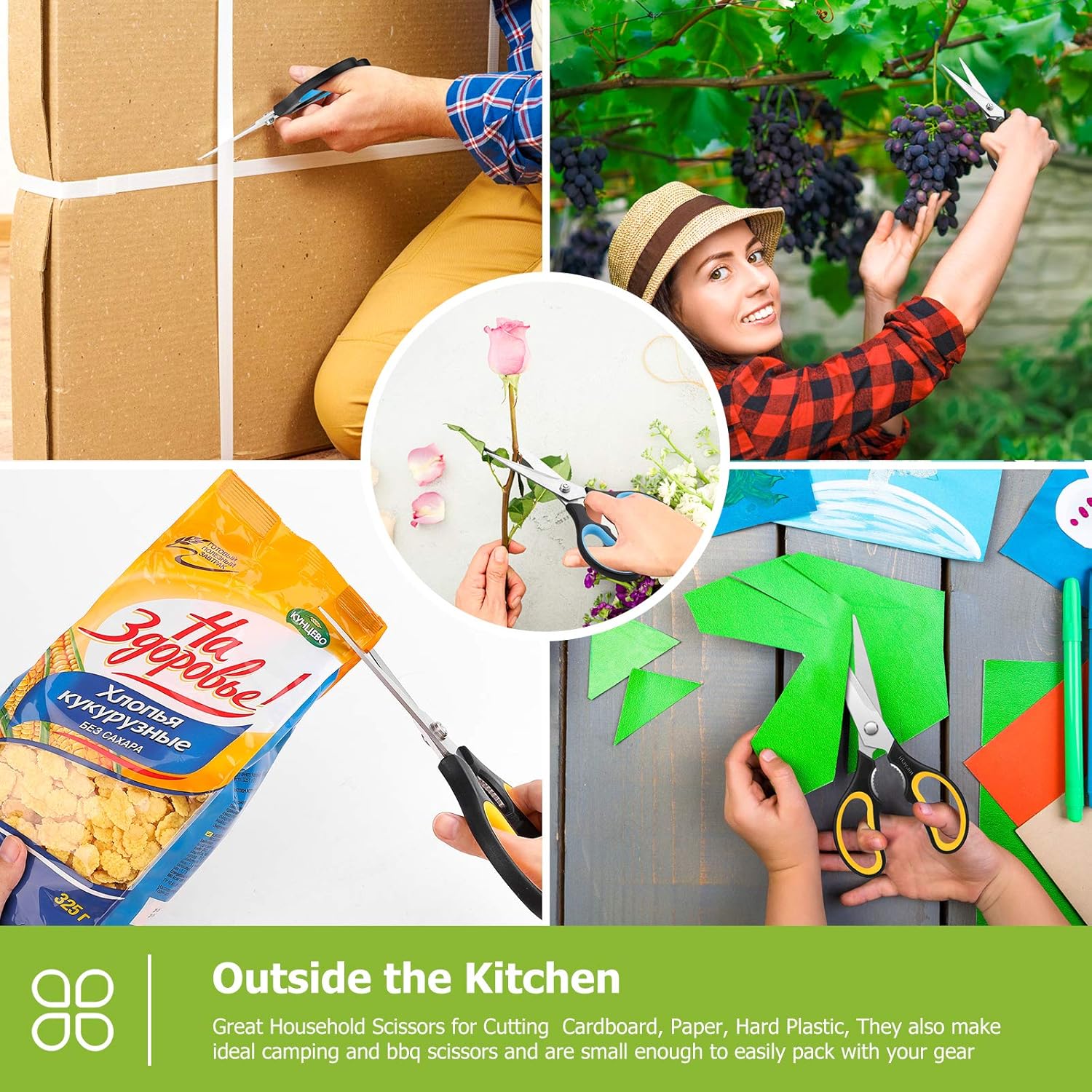 iBayam Kitchen Scissors All Purpose Heavy Duty Meat Poultry Shears, Dishwasher Safe Food Cooking Scissors Stainless Steel Utility Scissors, 2-Pack (Black Red, Black Gray)