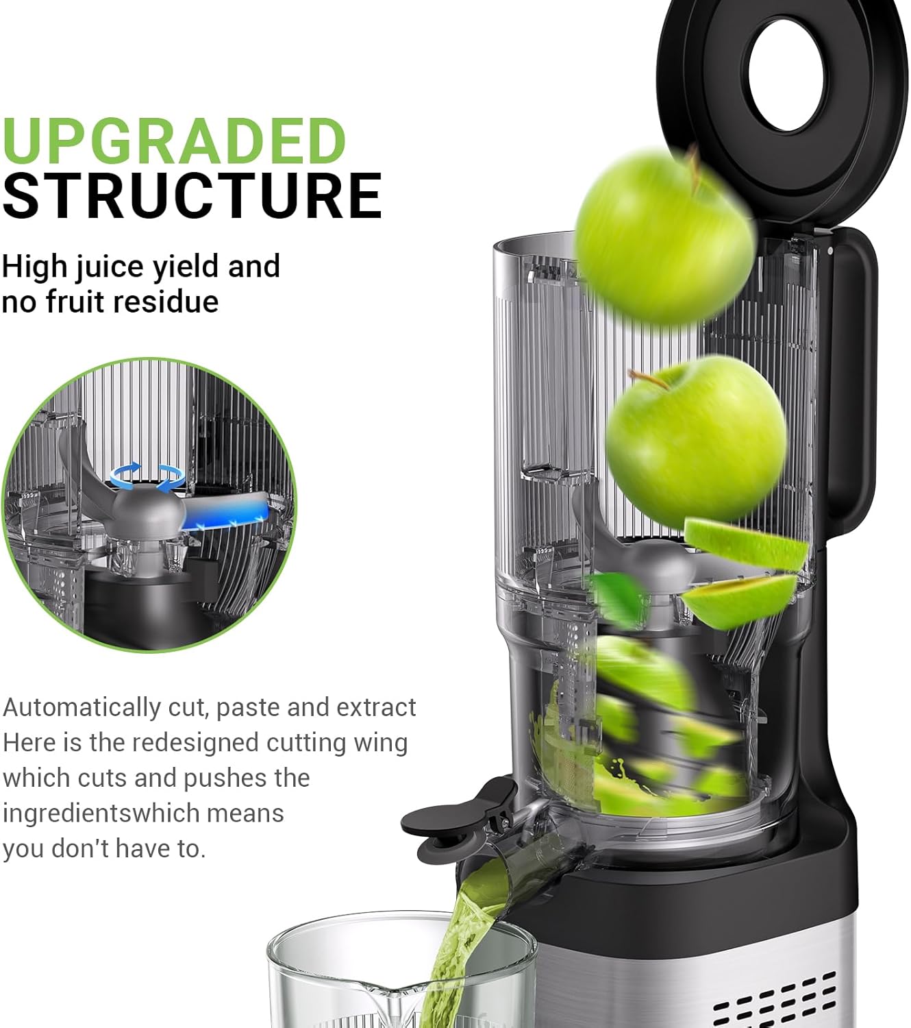 AMZCHEF Cold Press Juicer, Juicer Machines - 5.2