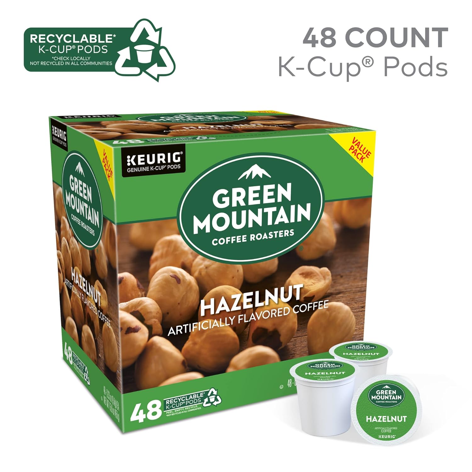 Green Mountain Coffee Roasters Caramel Vanilla Cream Keurig Single-Serve K-Cup pods, Light Roast Coffee, 72 Count (6 Packs of 12)