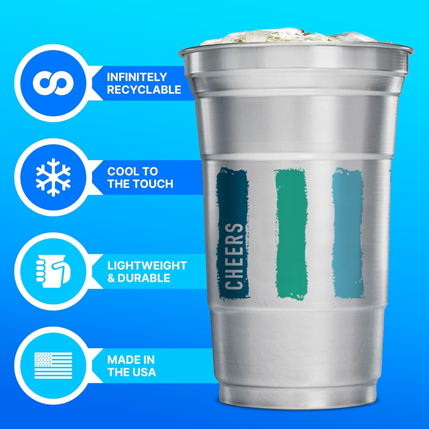 Ball Aluminum Cup Recyclable Party Cups, 20 oz. Cup, 30 Cups Per Pack