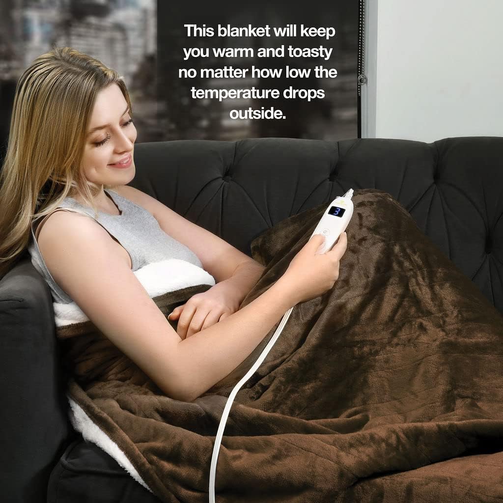 Medical king Heated Blanket, Machine Washable Extremely Soft & Comfortable Electric Blanket Throw Fast Heating with Hand Controller 10 Heating Settings & auto Shut-Off (Gray, 50 x 60)