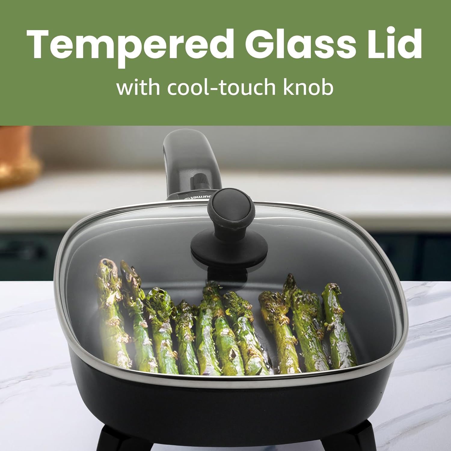 Elite Gourmet EFS-400 Personal Stir Fry Griddle Pan, Rapid Heat Up, 600 Watts Non-stick Electric Skillet with Tempered Glass Lid, Size 7