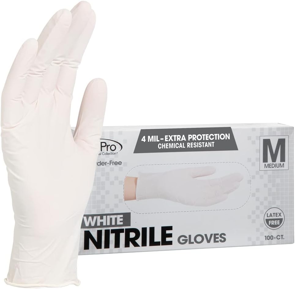 ForPro Professional Collection Disposable Nitrile Gloves, Chemical Resistant, Powder-Free, Latex-Free, Non-Sterile, Food Safe, 4 Mil, Black, Large, 100-Count