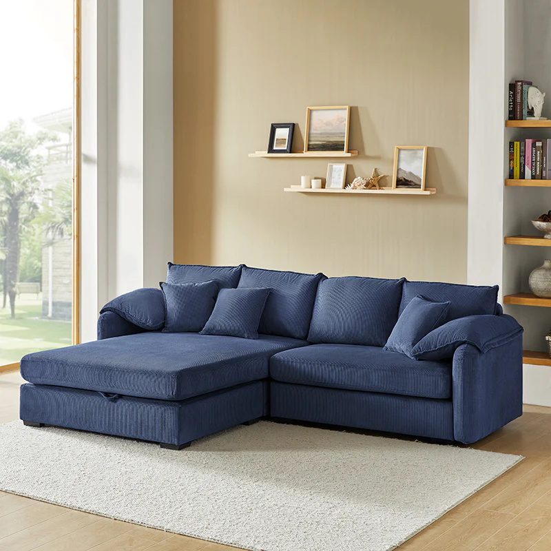 Aladino 2-Piece Upholstered Reversible Sectional Sofa with Storage