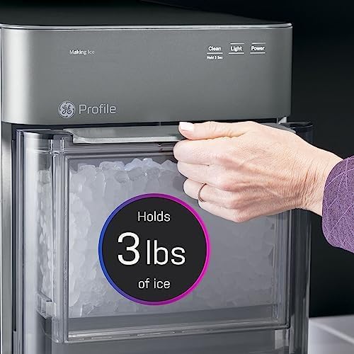 GE Profile Opal 2.0 XL with 1 Gallon Tank, Chewable Crunchable Countertop Nugget Ice Maker, Scoop included, 38 lbs in 24 hours, Pellet Ice Machine with WiFi & Smart Connected, Stainless Steel（Free cleaning kit + filter）