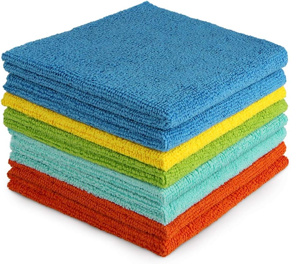 AIDEA Microfiber Cleaning Cloths-8PK, All-Purpose Cleaning Towels, Soft Absorbent Cleaning Rags Kitchen Towels, Lint-Free Dusting Cloth for House, Kitchen, Car, Window-(12in.x 12in.)