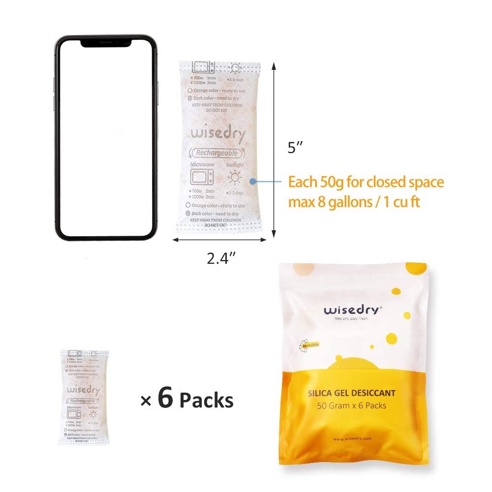 wisedry 2 x 500 Gram [2.2 lbs] Rechargeable Silica Gel Car Dehumidifier, Microwave Fast Reactivated Desiccant Packets Large for Gun Safe Closet Basement Garage Storage Moisture Absorbers Bag Reusable