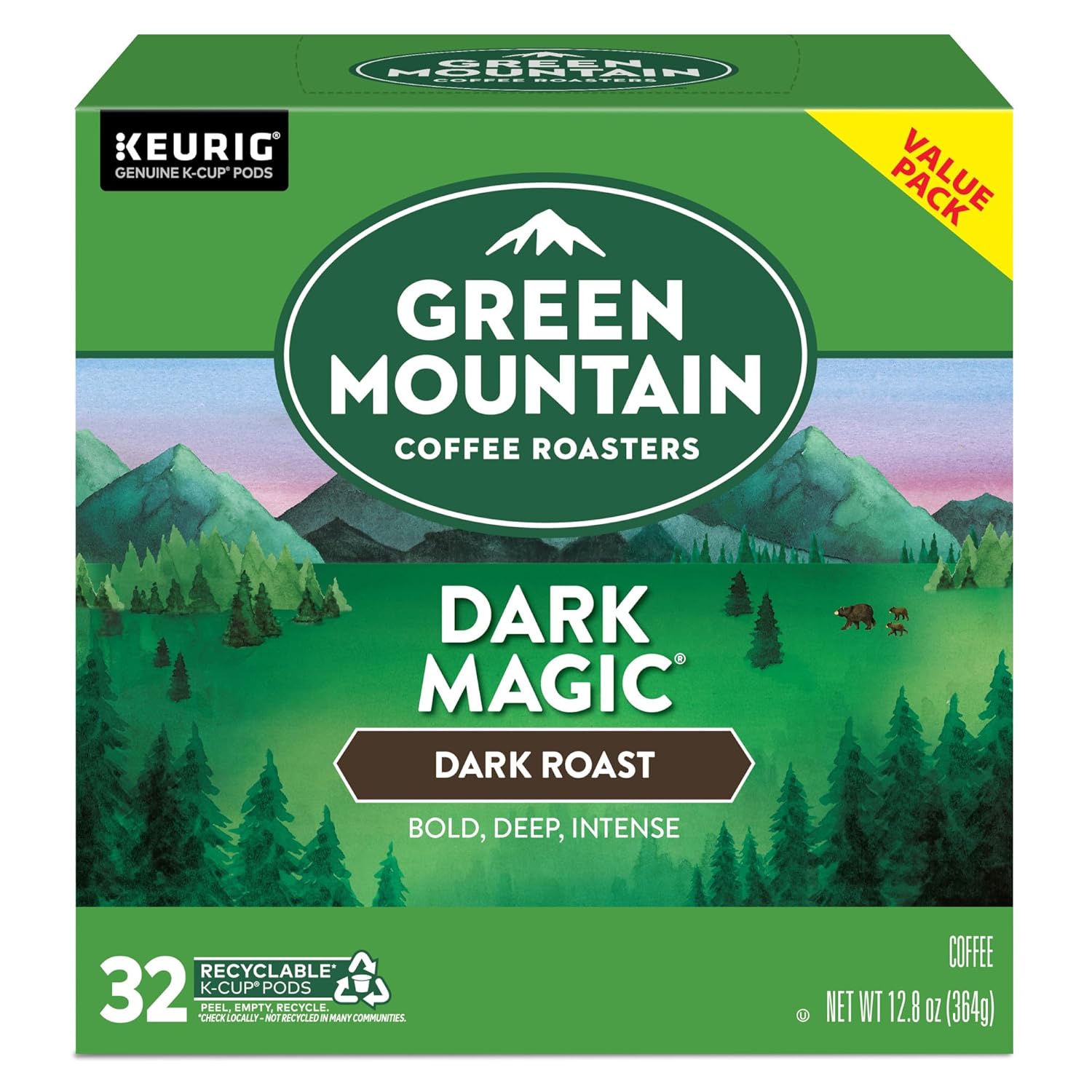 Green Mountain Coffee Roasters Dark Magic Keurig Single-Serve K-Cup Pods, Dark Roast Coffee, 72 Count (6 Packs of 12)