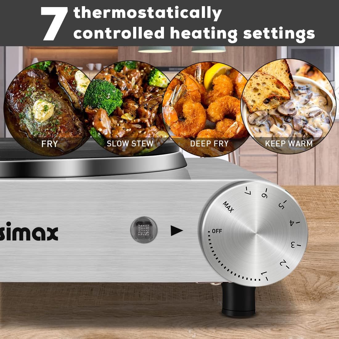 CUSIMAX 1800W Ceramic Electric Hot Plate for Cooking, Dual Control Infrared Cooktop, Double Burner, Portable Countertop Burner, Glass Plate Electric Cooktop, Silver, Stainless Steel-Upgraded Version