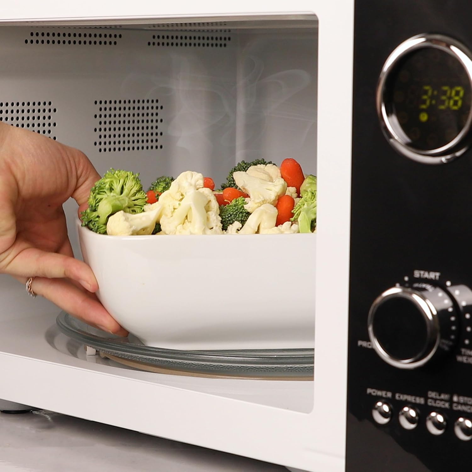 Nostalgia Retro Compact Countertop Microwave Oven - 0.7 Cu. Ft. - 700-Watts with LED Digital Display - Child Lock - Easy Clean Interior - Aqua