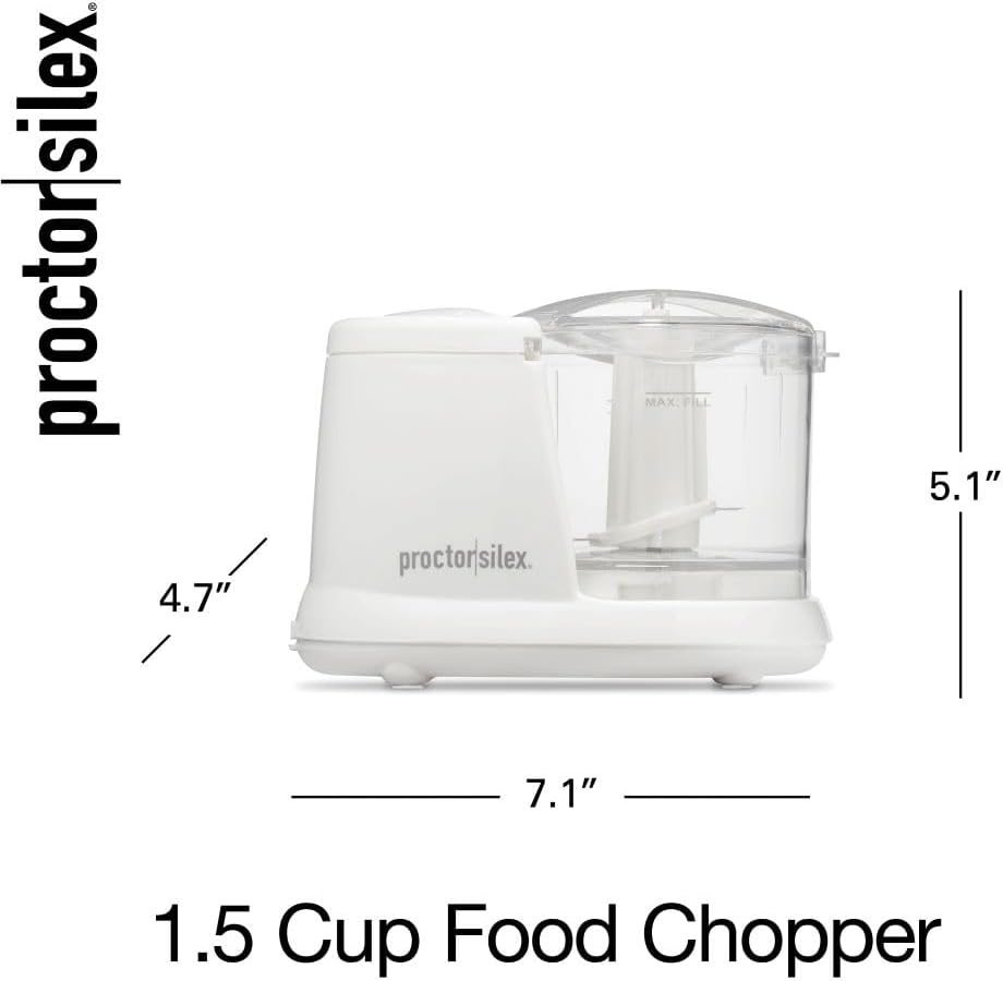 Proctor Silex Durable Electric Vegetable Chopper & Mini Food Processor for Chopping, Puree & Emulsify, 1.5 cups, Black