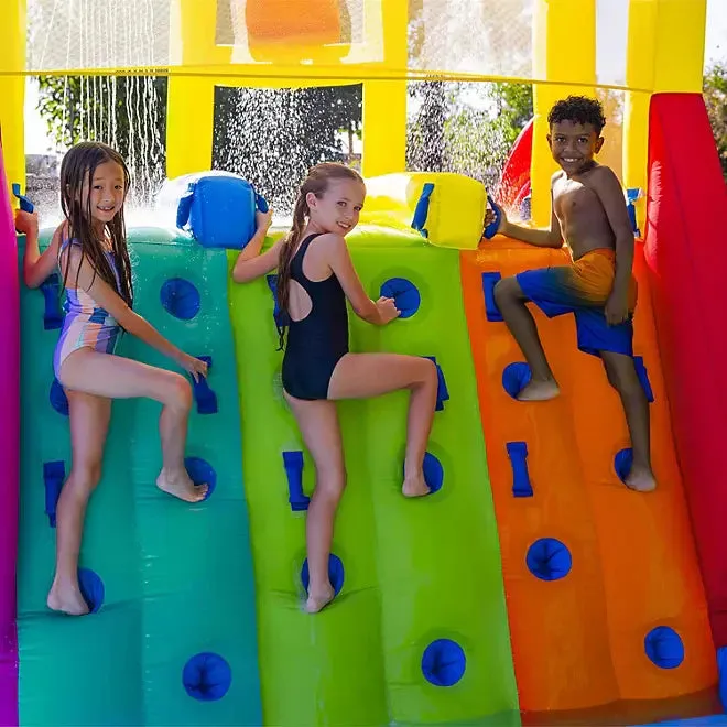 Three Slide Kids Inflatable Water Park (Multiple Colors) - A water park suitable for children, with a paddling pool, three-color slides, blower