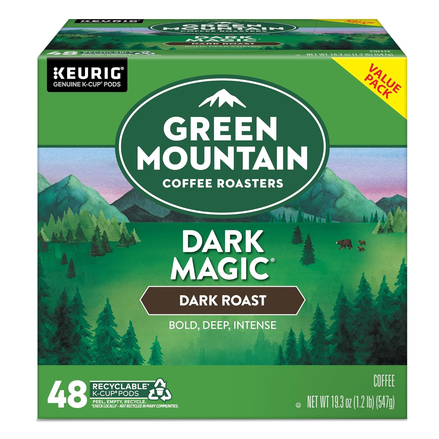 Green Mountain Coffee Roasters Dark Magic Keurig Single-Serve K-Cup Pods, Dark Roast Coffee, 72 Count (6 Packs of 12)