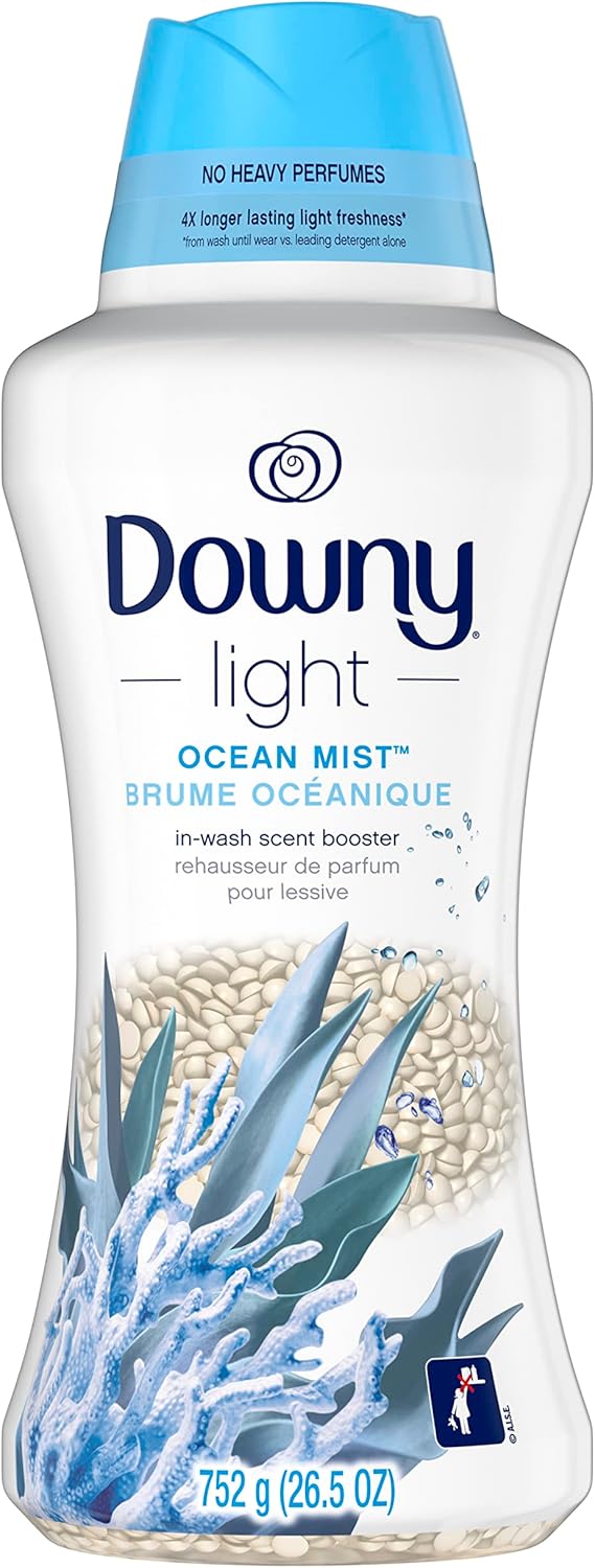 Downy Light In Wash Scent Booster Beads, Ocean Mist Scent, 24 oz, Downy Scent Booster Beads, Laundry Beads, No Heavy Perfumes