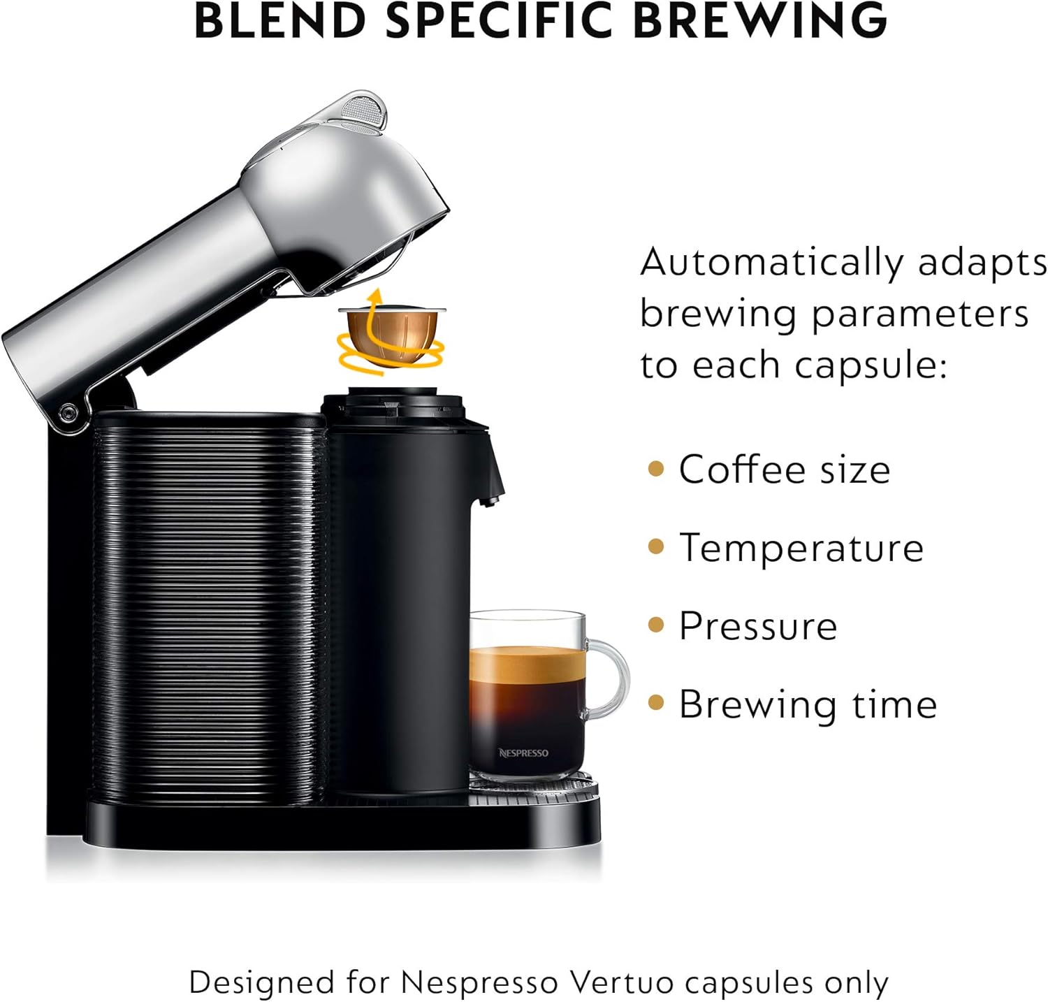 Nespresso Vertuo Coffee and Espresso Maker by Breville, Chrome