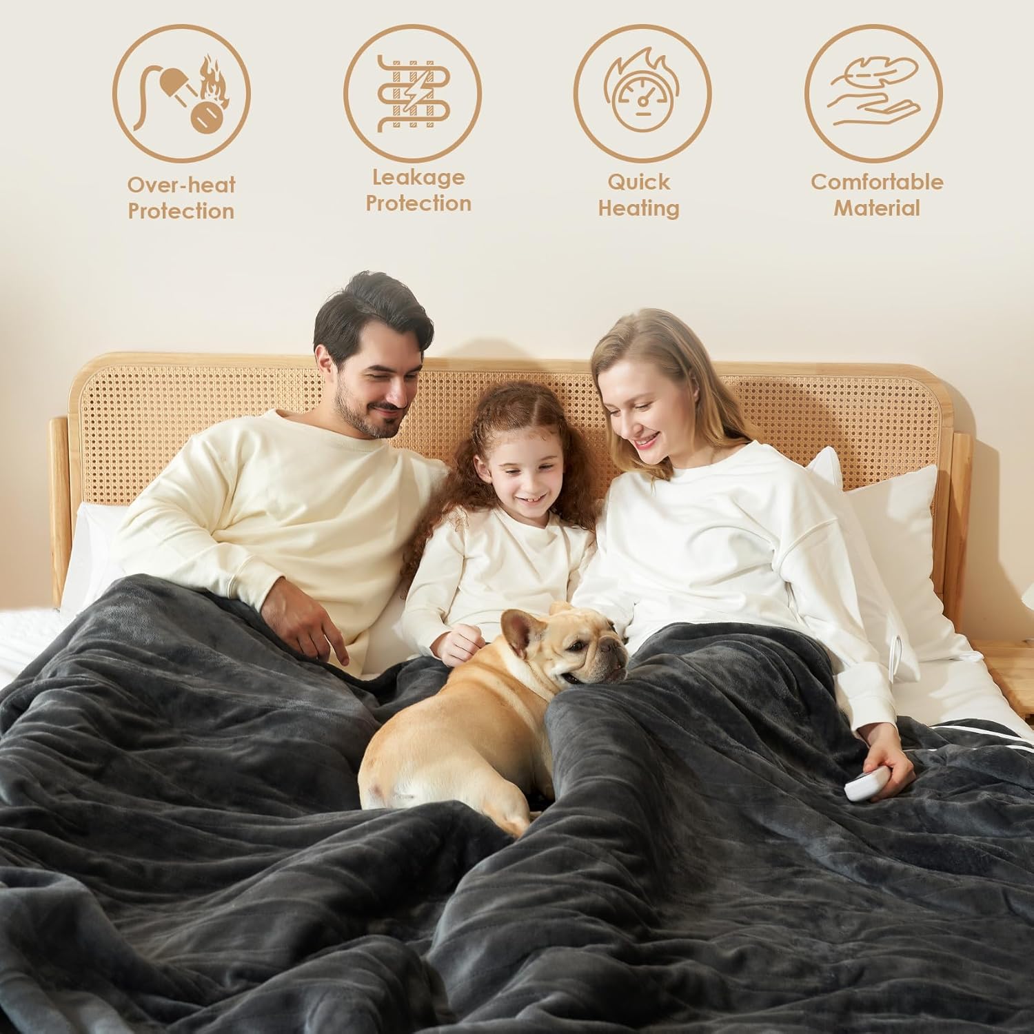 EHEYCIGA Heated Blanket Electric Blanket Throw - Heating Blanket with 9 Heating Levels & 10 Hours Auto Off, Soft Cozy Sherpa Washable Blanket with Fast Heating, 50 x 60 Inches