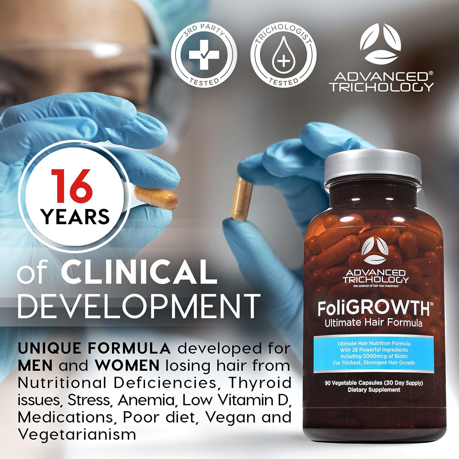 FoliGROWTH™ Hair Growth Supplement for Thicker Fuller Hair | Approved* by the American Hair Loss Association | Revitalize Thinning Hair, Backed by 20 Years of Experience in Hair Loss Treatment Clinics