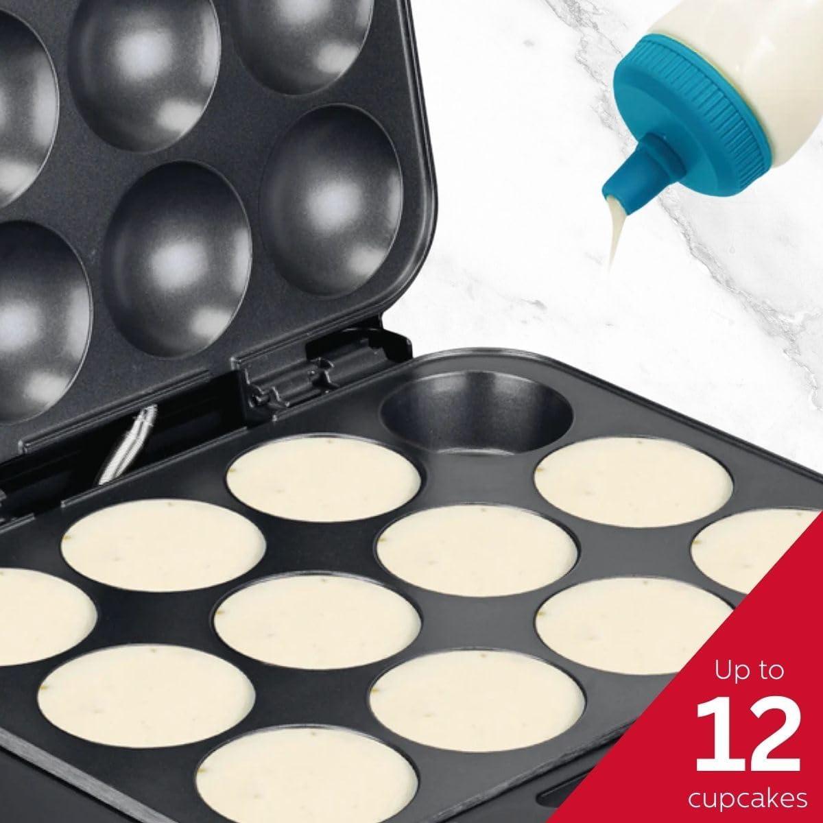 Holstein Housewares Non-Stick Cupcake Maker, Teal - Makes 6 Cupcakes, Muffins, Cinnamon Buns - Birthdays, Holidays, and More