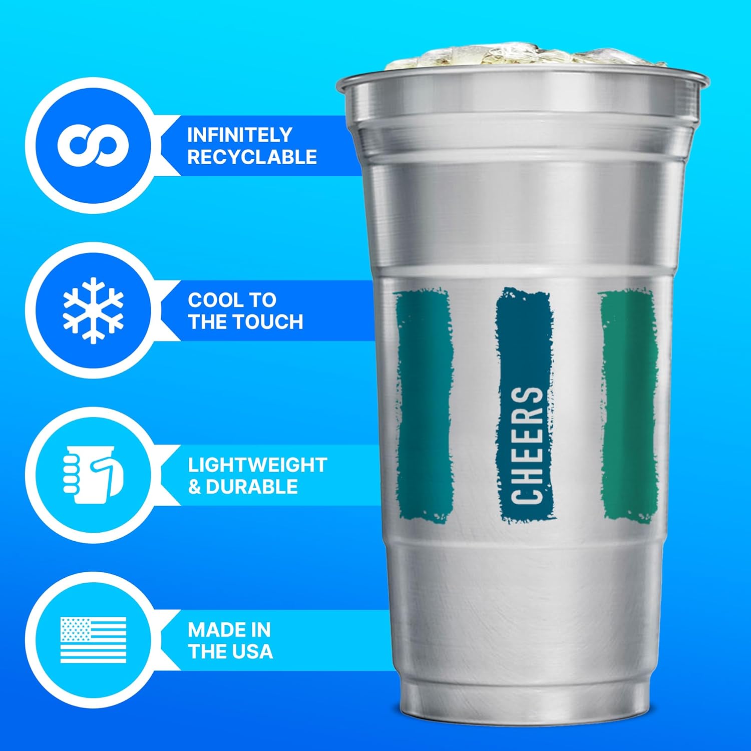 Ball Aluminum Cup Recyclable Party Cups, 20 oz. Cup, 30 Cups Per Pack