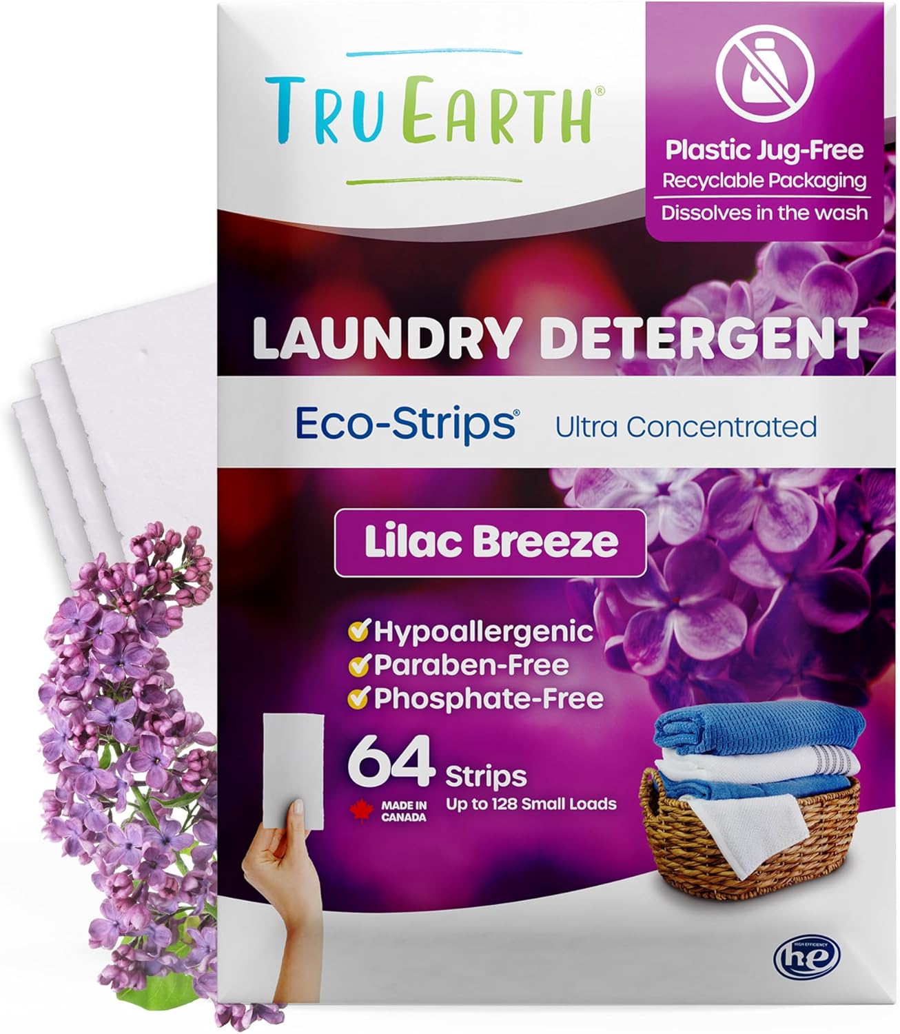 Tru Earth Compact Dry Laundry Detergent Sheets - Up to 64 Loads (32 Sheets) - Paraben-Free - Original Eco-Strip Liquidless Laundry Detergent, Travel Laundry Sheets - Fresh Linen
