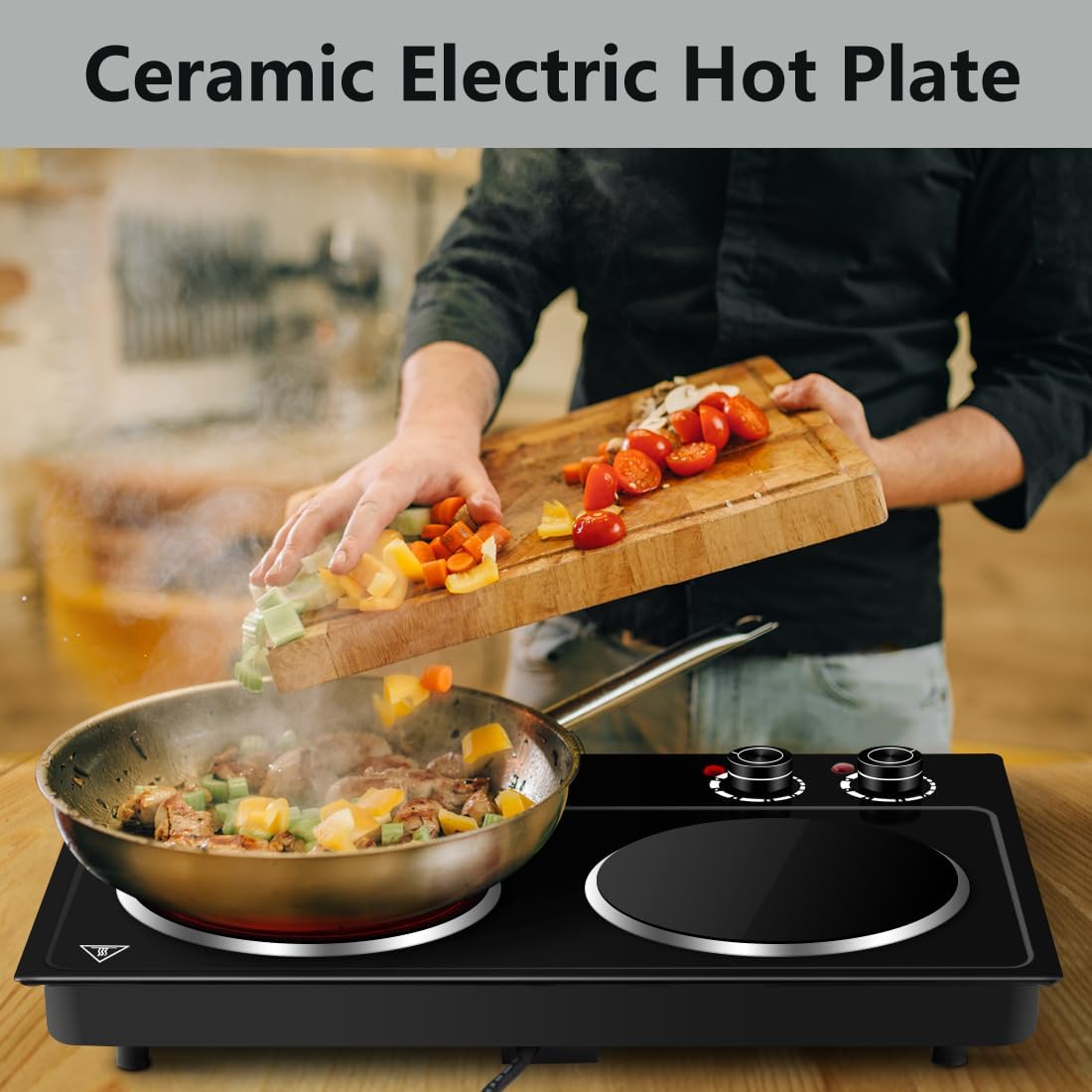 CUSIMAX Electric Hot Plate for Cooking Portable Single Burner 1500W Cast Iron hot plates Heat-up in Seconds Adjustable Temperature Control Stainless Steel Non-Slip Rubber Feet Upgraded Version B101