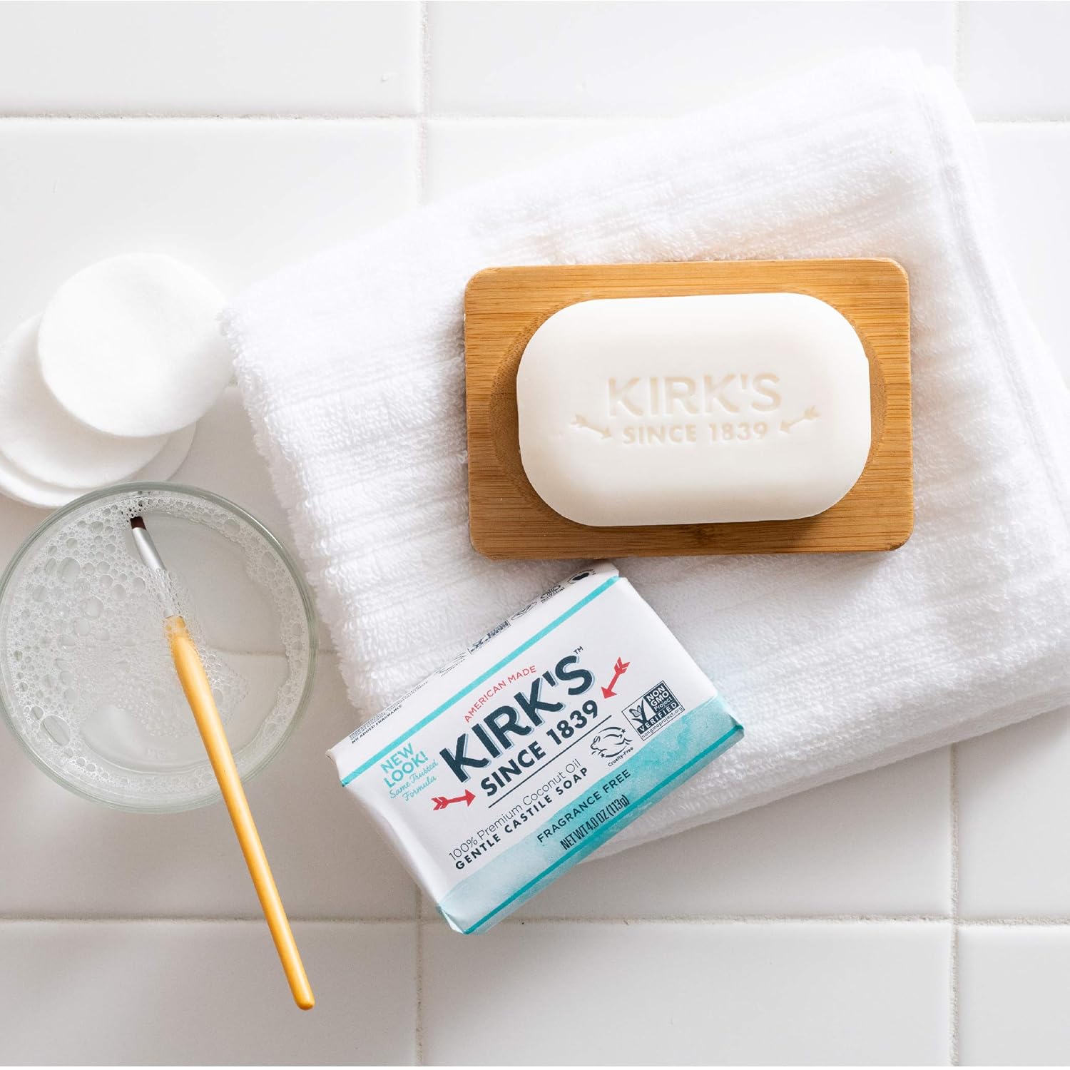 Kirk's Castile Bar Soap for Men, Women & Children - Made With Premium Coconut Oil, Sensitive Skin Formula, Vegan, Non GMO, Original Fresh Scent, 4 oz. Bars, 6 Pack