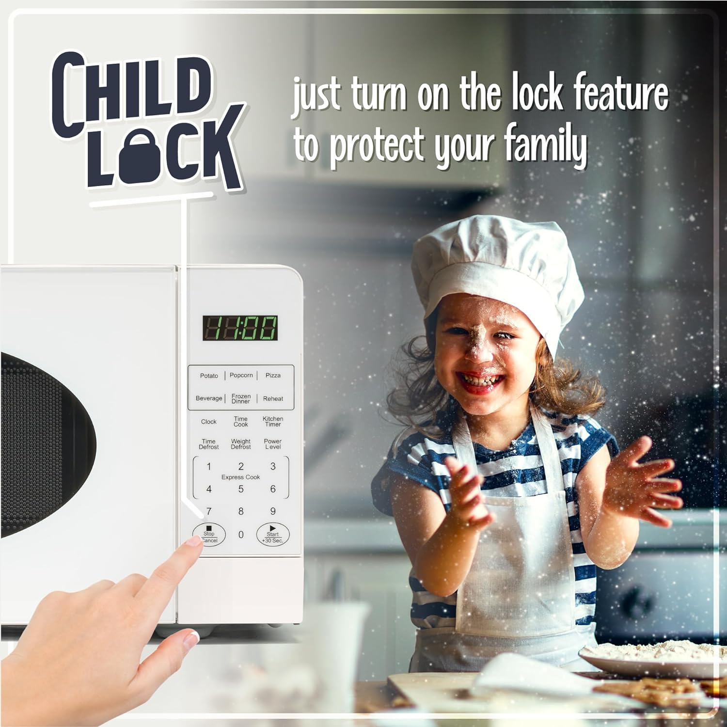 Nostalgia Retro Compact Countertop Microwave Oven - 0.7 Cu. Ft. - 700-Watts with LED Digital Display - Child Lock - Easy Clean Interior - Aqua