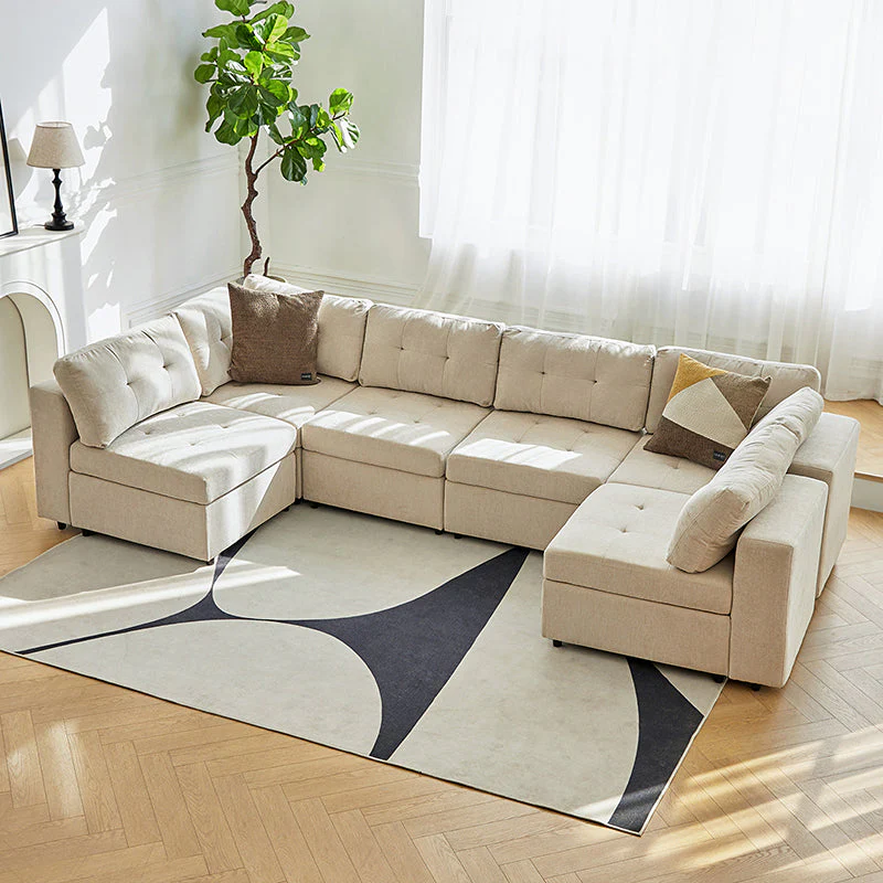 Raquel Sectional Six-Seat Storage Full Armrests Sofa