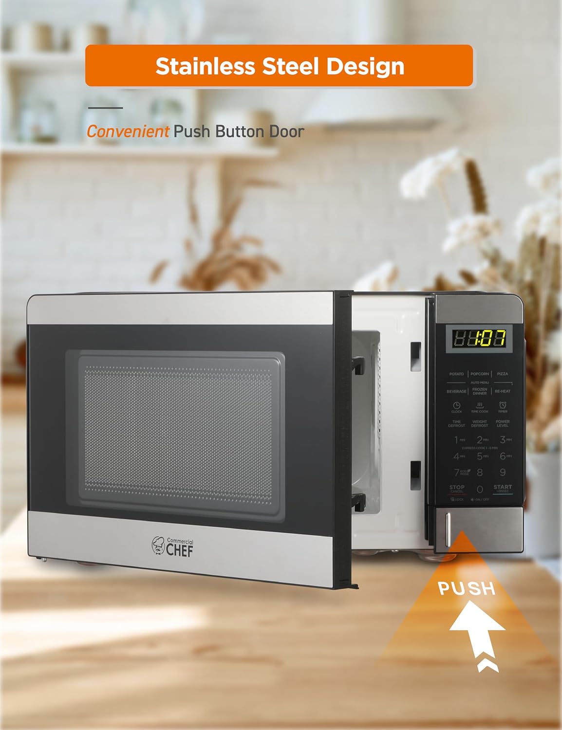 COMMERCIAL CHEF 0.6 Cubic Foot Microwave with 6 Power Levels, Small Microwave with Grip Handle, 700W Countertop Microwave with 30 Minute Timer and Mechanical Dial Controls, White