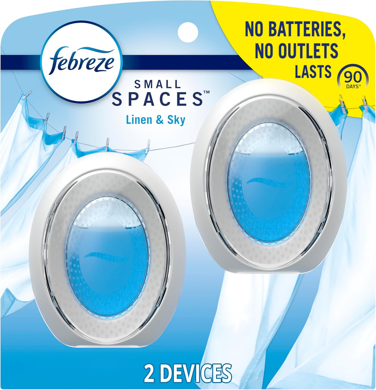 Febreze Small Spaces Air Freshener Linen & Sky, .25 fl. oz., Pack of 4