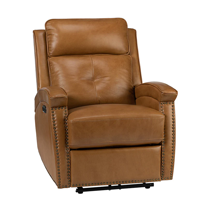 Stefan Genuine Leather Power Recliner with Nailhead Trim