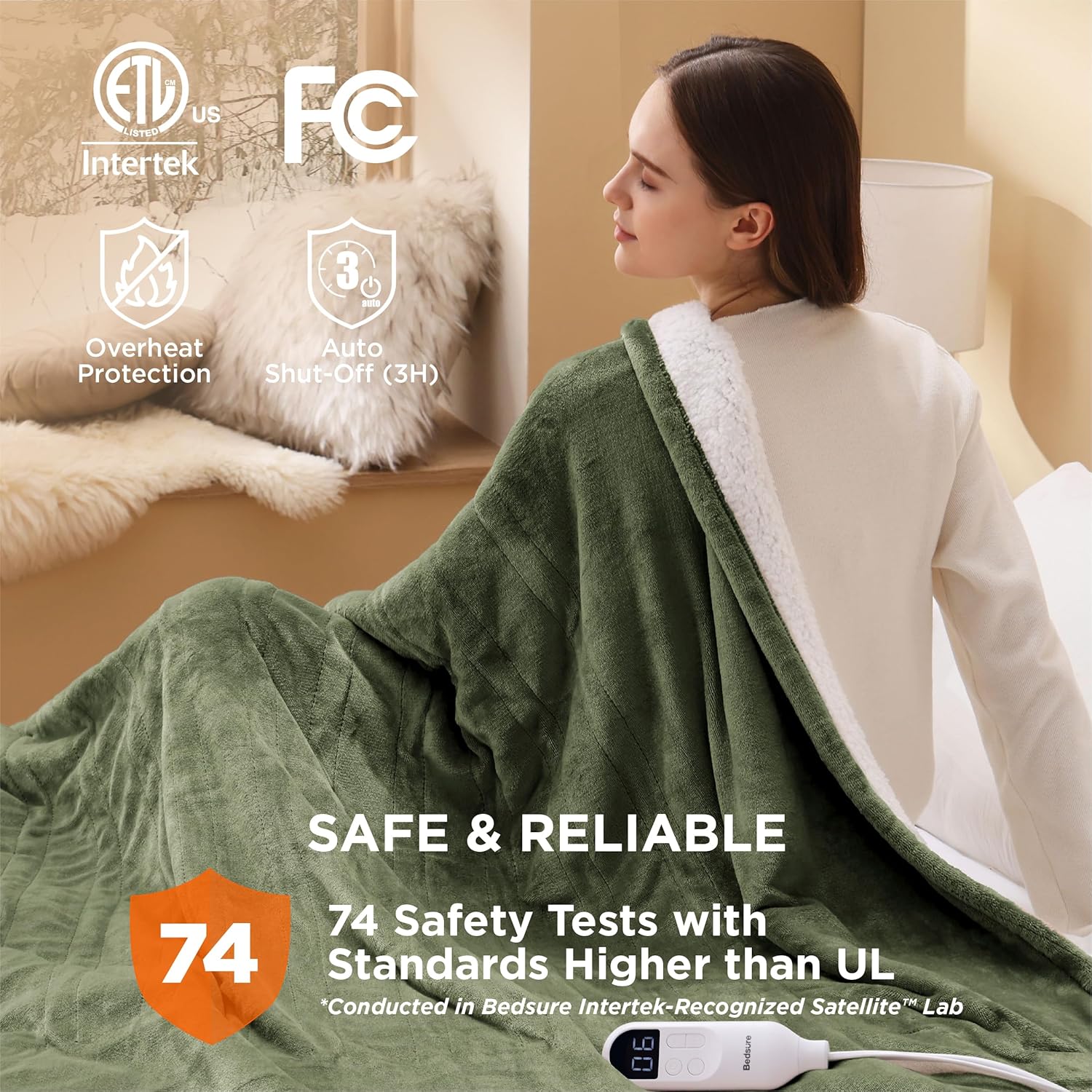 Bedsure Heated Blanket Electric Throw - Soft Flannel Electric Blanket, Heating Blanket with 4 Time Settings & 6 Heat Settings, Warm Blanket Gift for Grandma (50x60 inches, Grey)