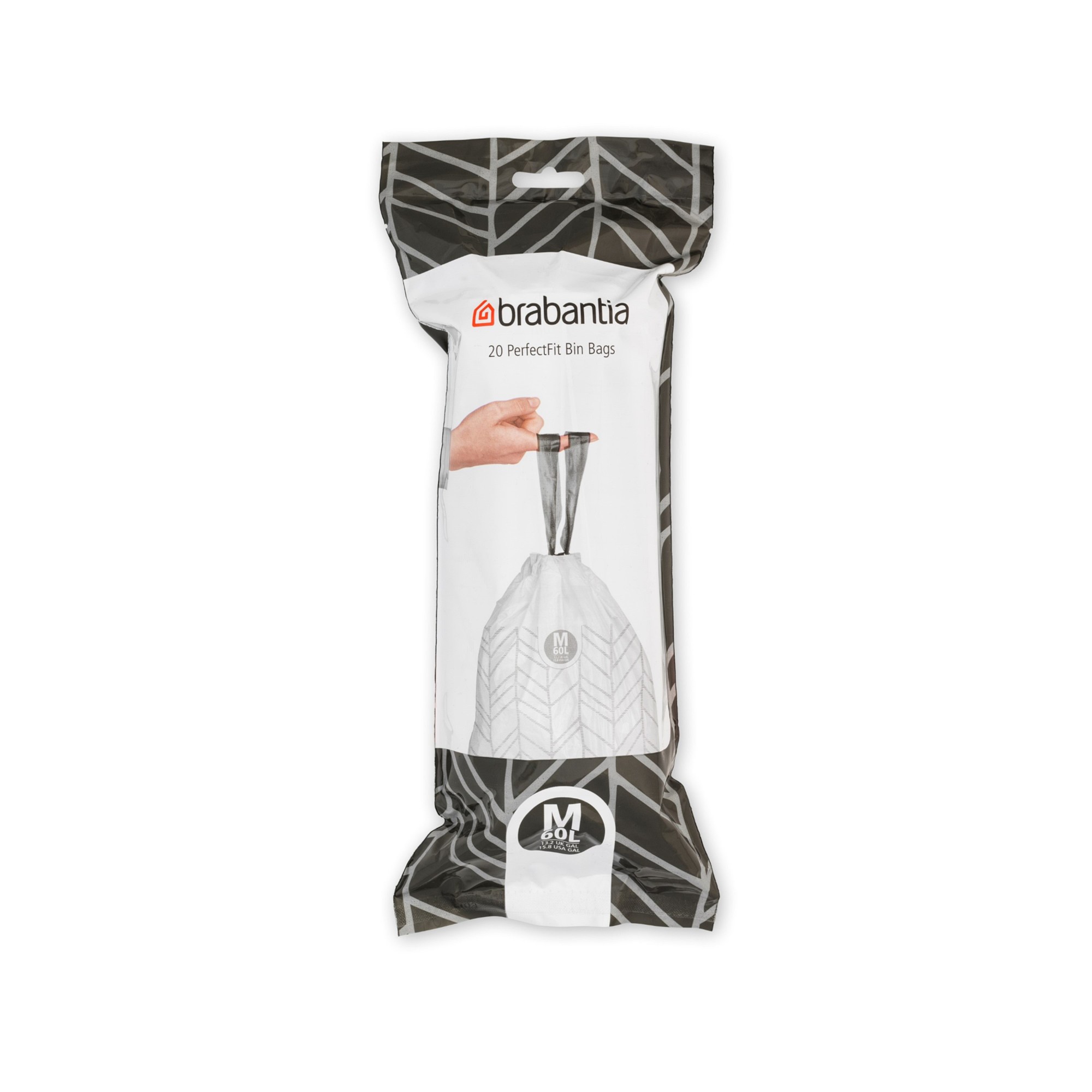 Brabantia PerfectFit Trash Bags, Code M, 16 Gallon (60L), 120-Count