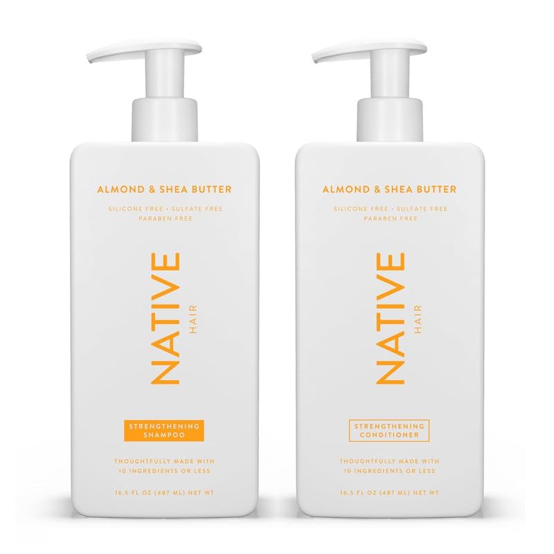 Native Shampoo and Conditioner Set | Sulfate Free, Paraben Free, Dye Free, with Naturally Derived Clean Ingredients| 16.5 oz (Coconut & Vanilla, Moisturizing), 2, 1.3 ounces