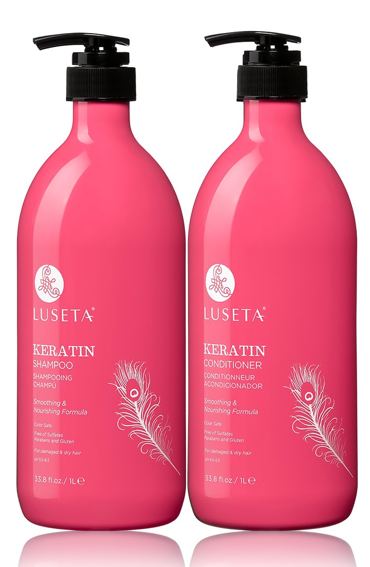 Luseta Biotin Shampoo and Conditioner for HairGrowth - Thickening Shampoo for Thinning Hair andHair Loss - Infused with Argan Oil to Repair DamagedDry Hair - Sulfate Free Paraben Free-2 x 16.9 fl oz