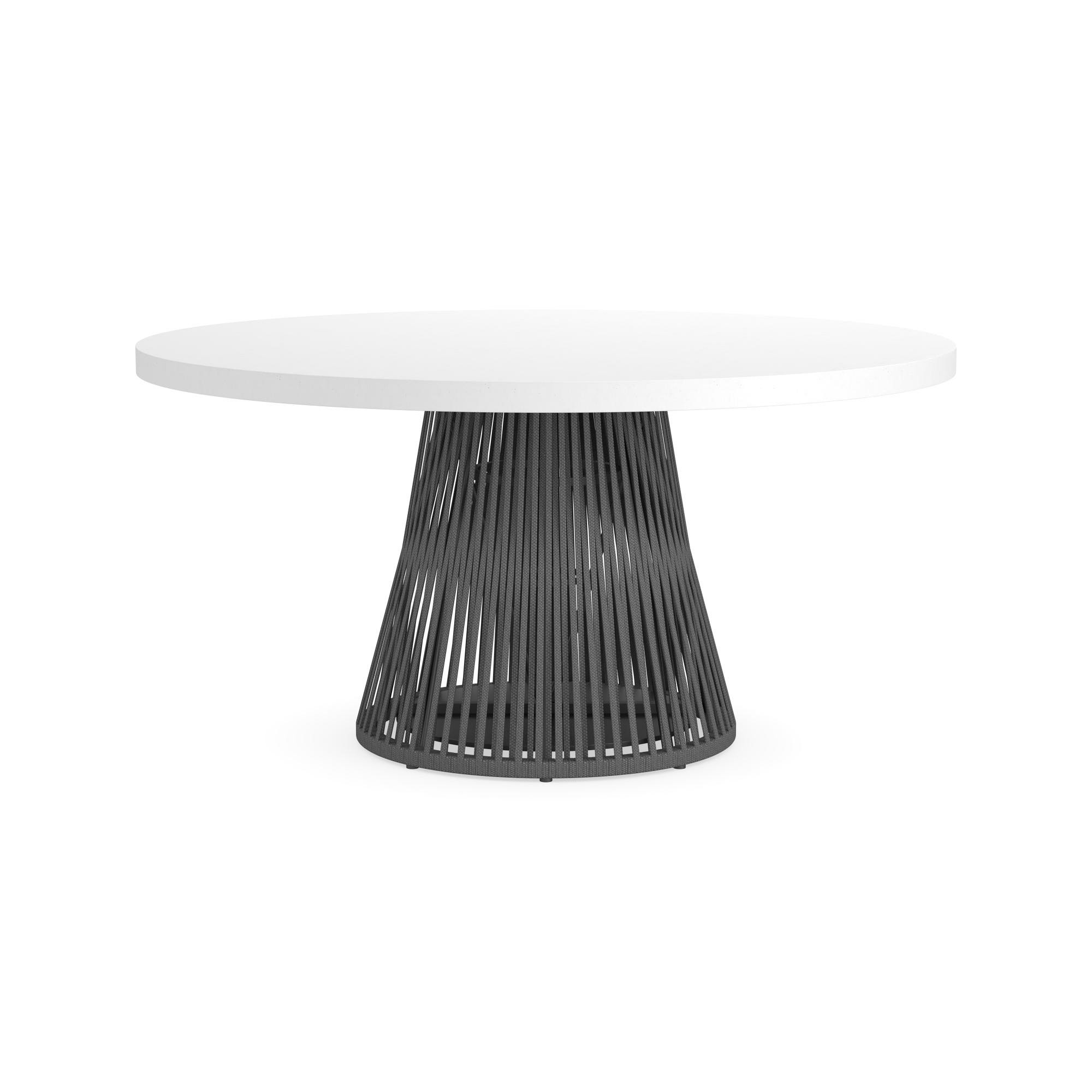 Pasadena Outdoor Fiberstone and Rope Round Dining Table & Pasadena Dining Chairs (60