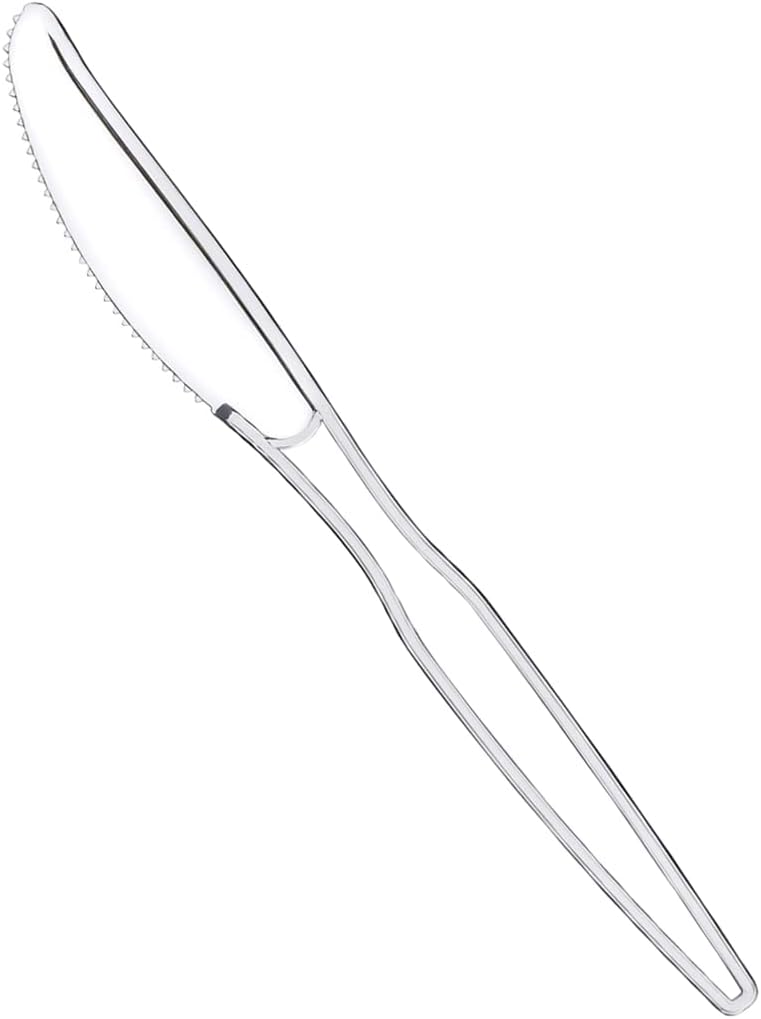 Comfy Package [100 Pack Heavy Duty Disposable Clear Plastic Knives - Basic Cutlery for Parties, Events, and Everyday Use