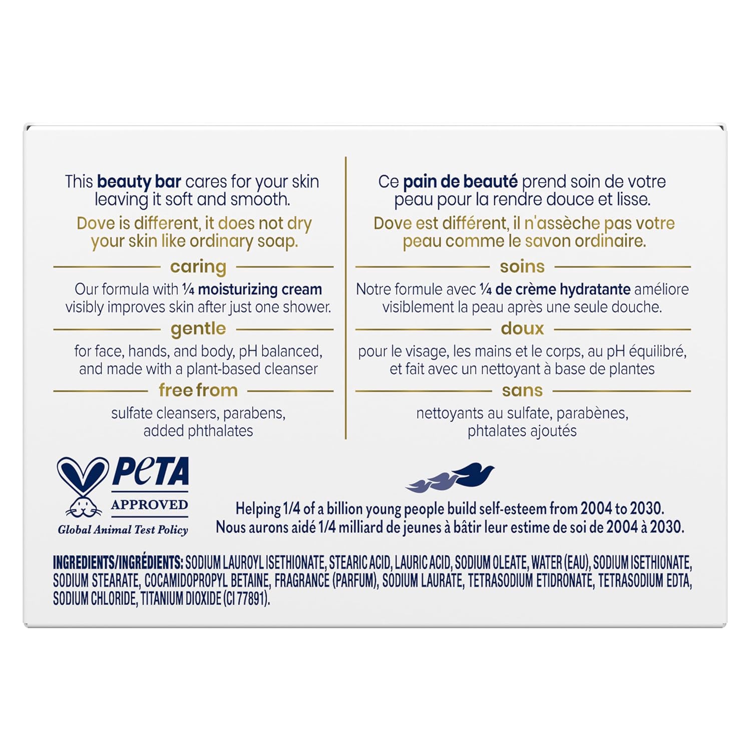 Dove Beauty Bar Gentle Skin Cleanser Moisturizing for Gentle Soft Skin Care Original Made With 1/4 Moisturizing Cream 3.75 oz, 14 Bars