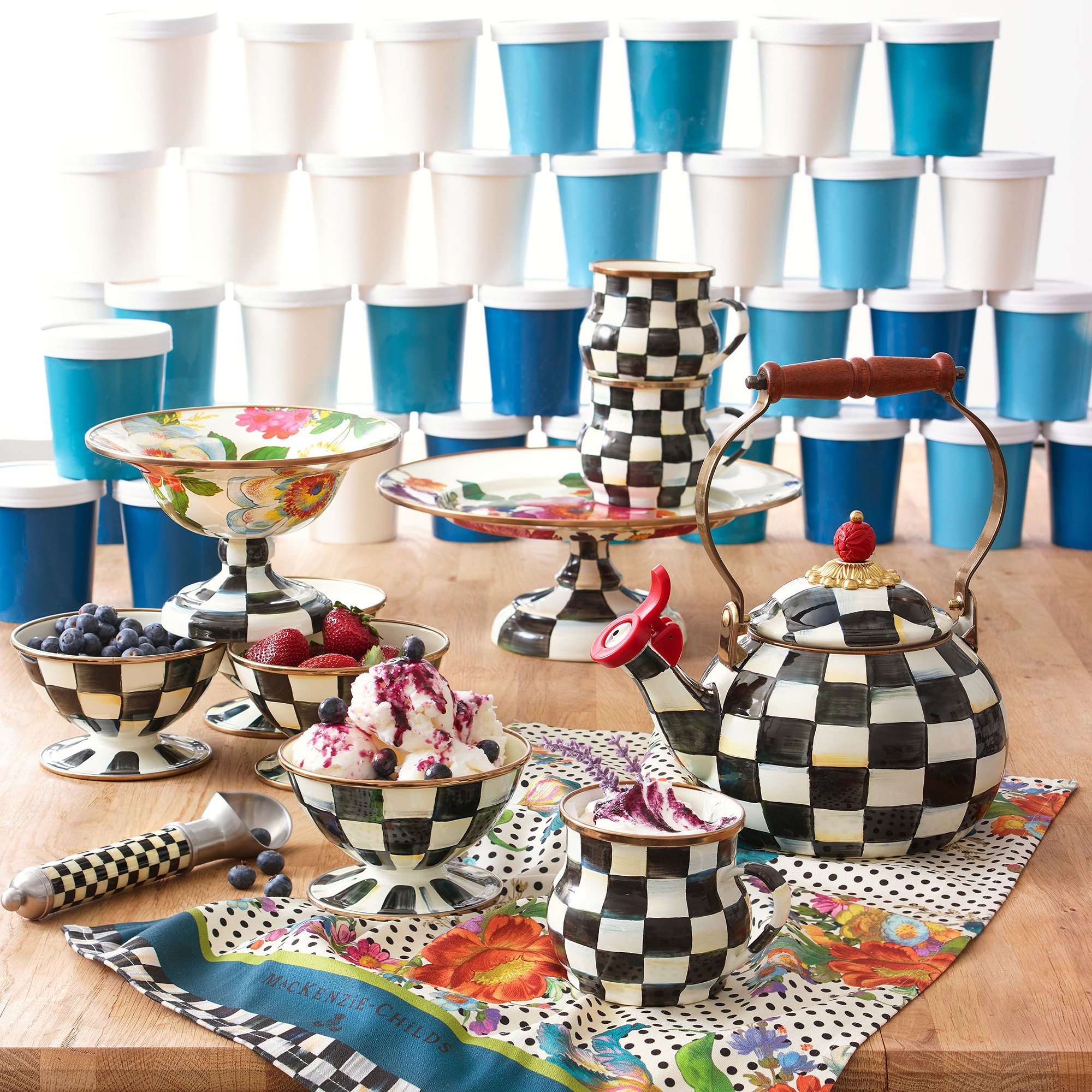 Mackenzie-Childs Courtly Check Whistling Tea Kettle