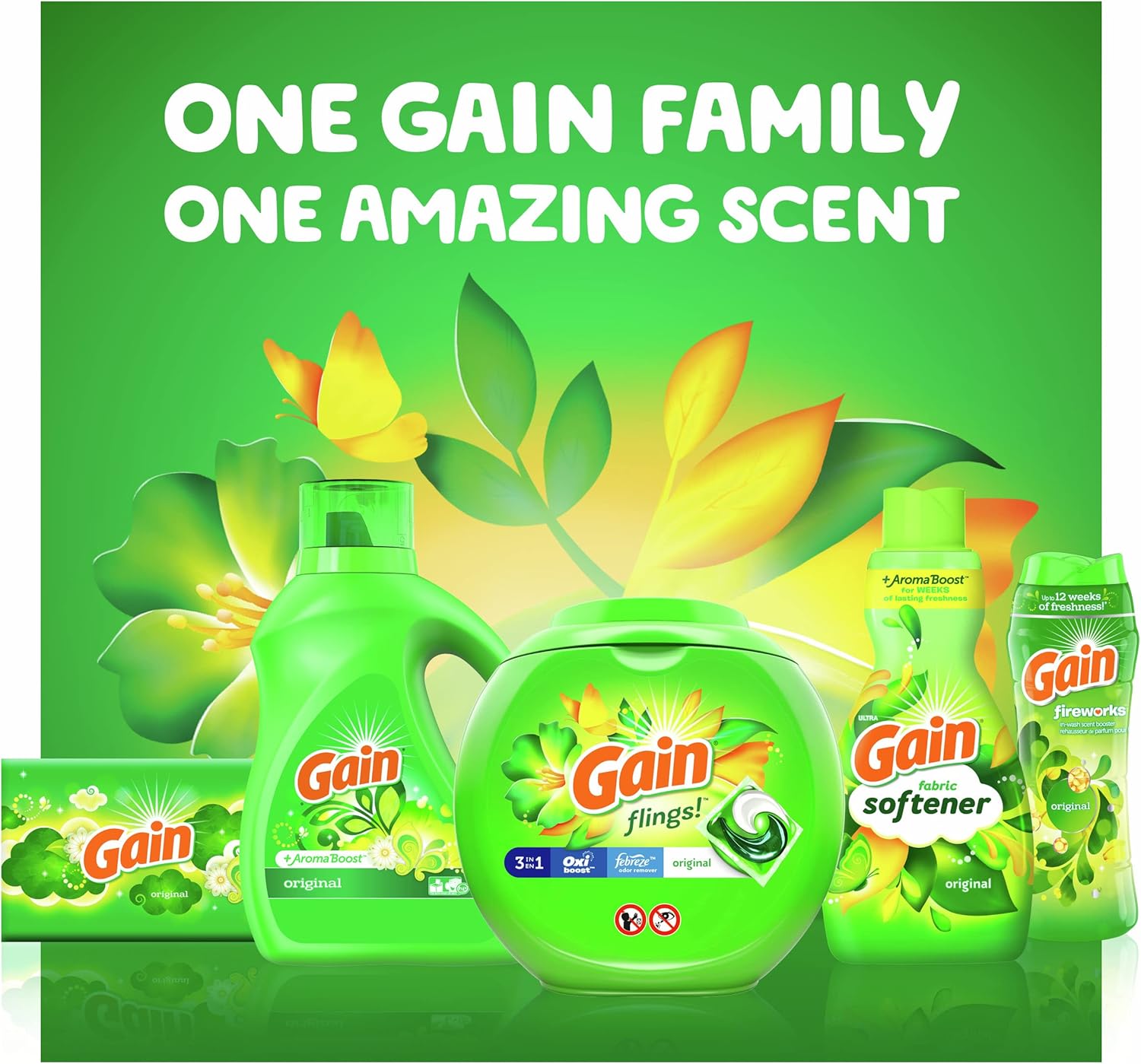 Gain + Aroma Boost Laundry Detergent Liquid, Original Scent, 107 Loads, 154 fl oz, HE Compatible Laundry Soap with Febreze and Oxi