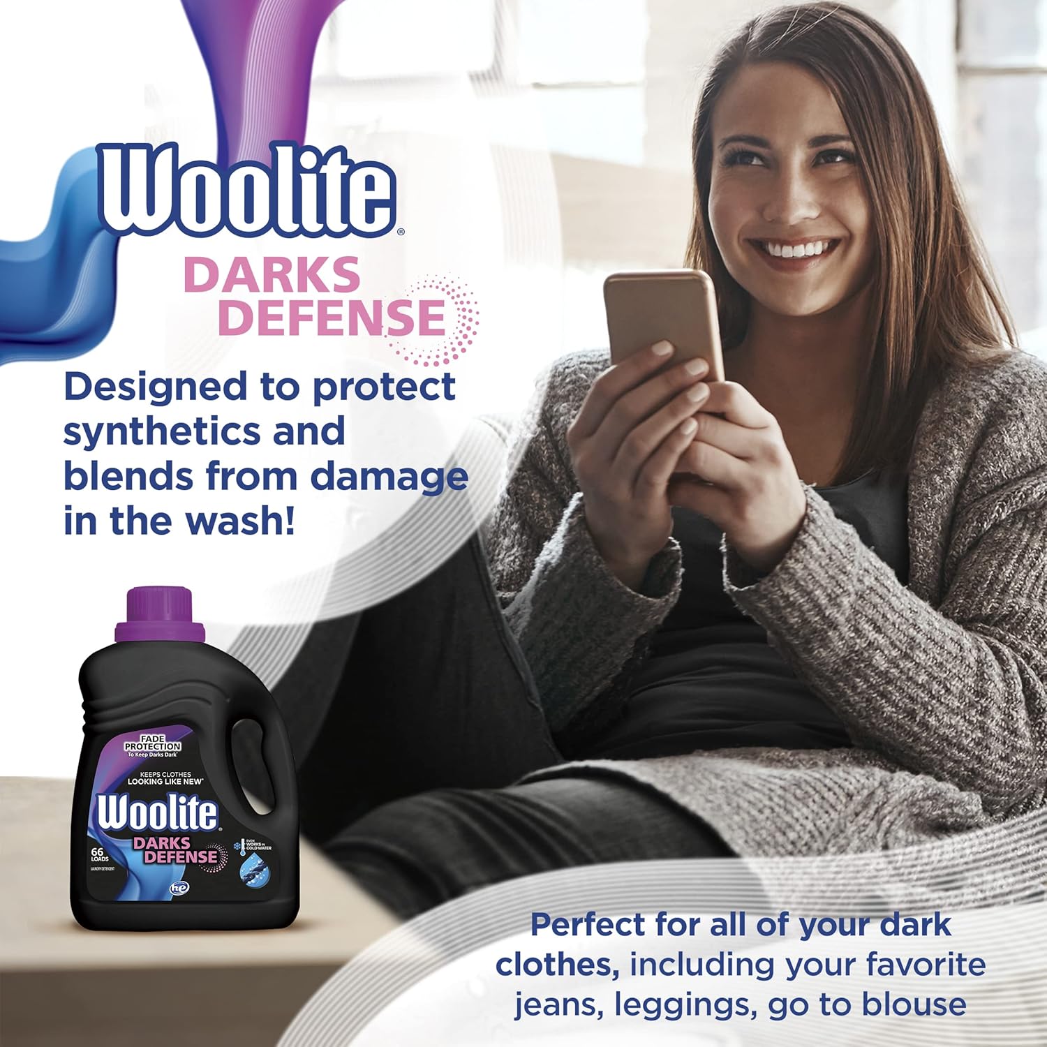 Woolite Darks Defense Liquid Laundry Detergent, Woolite Dark, Laundry Detergent, 66 Loads, 100 Fl Oz, HE & Regular Washers, Packaging May Vary