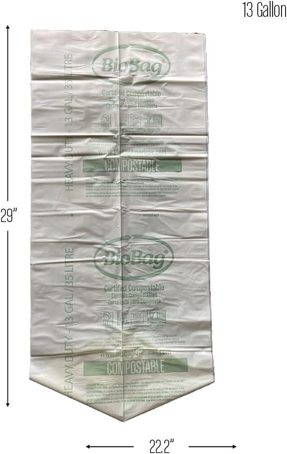 BioBag (USA), The Original Compostable Bag, 2.6 Gallon, 100 Total Count, 100% Certified Compostable Kitchen Food Scrap Bags, Kitchen Compost Bin Compatible