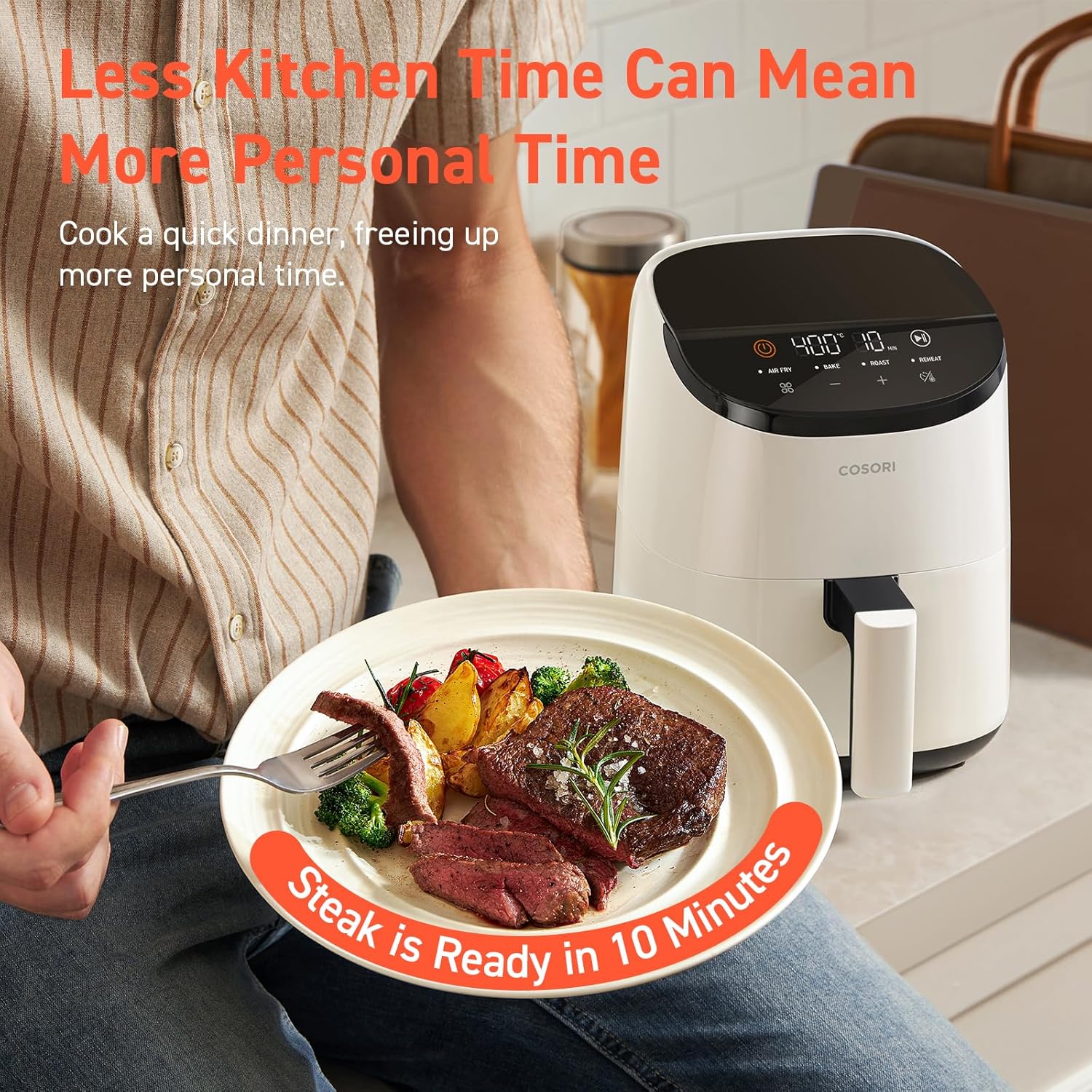 COSORI 2.1Qt Air Fryer, Small 4-in-1 Air Fryer Perfect for Simple Meals and Snack, Easy to Leftover Food to Crispy, 97% Less Oil, 30 In-App Recipes, Nonstick & Dishwasher Safe Basket