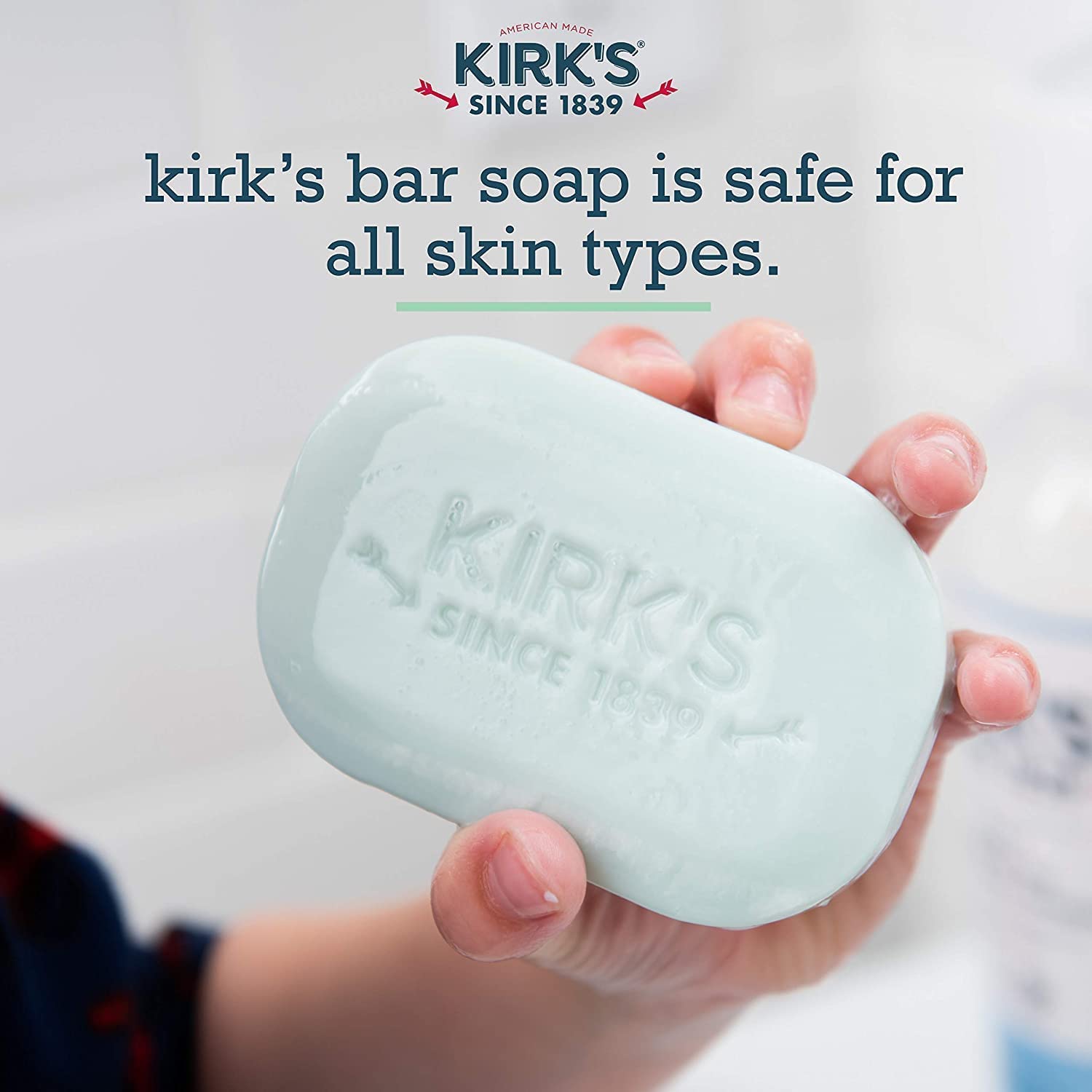 Kirk's Castile Bar Soap for Men, Women & Children - Made With Premium Coconut Oil, Sensitive Skin Formula, Vegan, Non GMO, Original Fresh Scent, 4 oz. Bars, 6 Pack