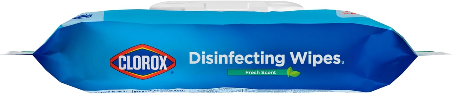 Clorox Disinfecting Wipes, Bleach Free Cleaning Wipes, Household Essentials, Fresh Scent, Moisture Seal Lid, 75 Wipes, Pack of 3 (New Packaging)